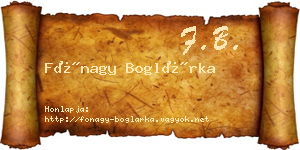 Fónagy Boglárka névjegykártya